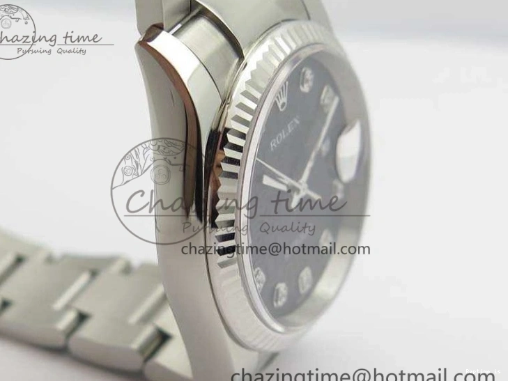 0101 Datejust 116234 36mm DJF 1:1 Best Edition Fluted Bezel Black Com Diam Dial On SS Oyster Bracelet SA Breathable 3523
